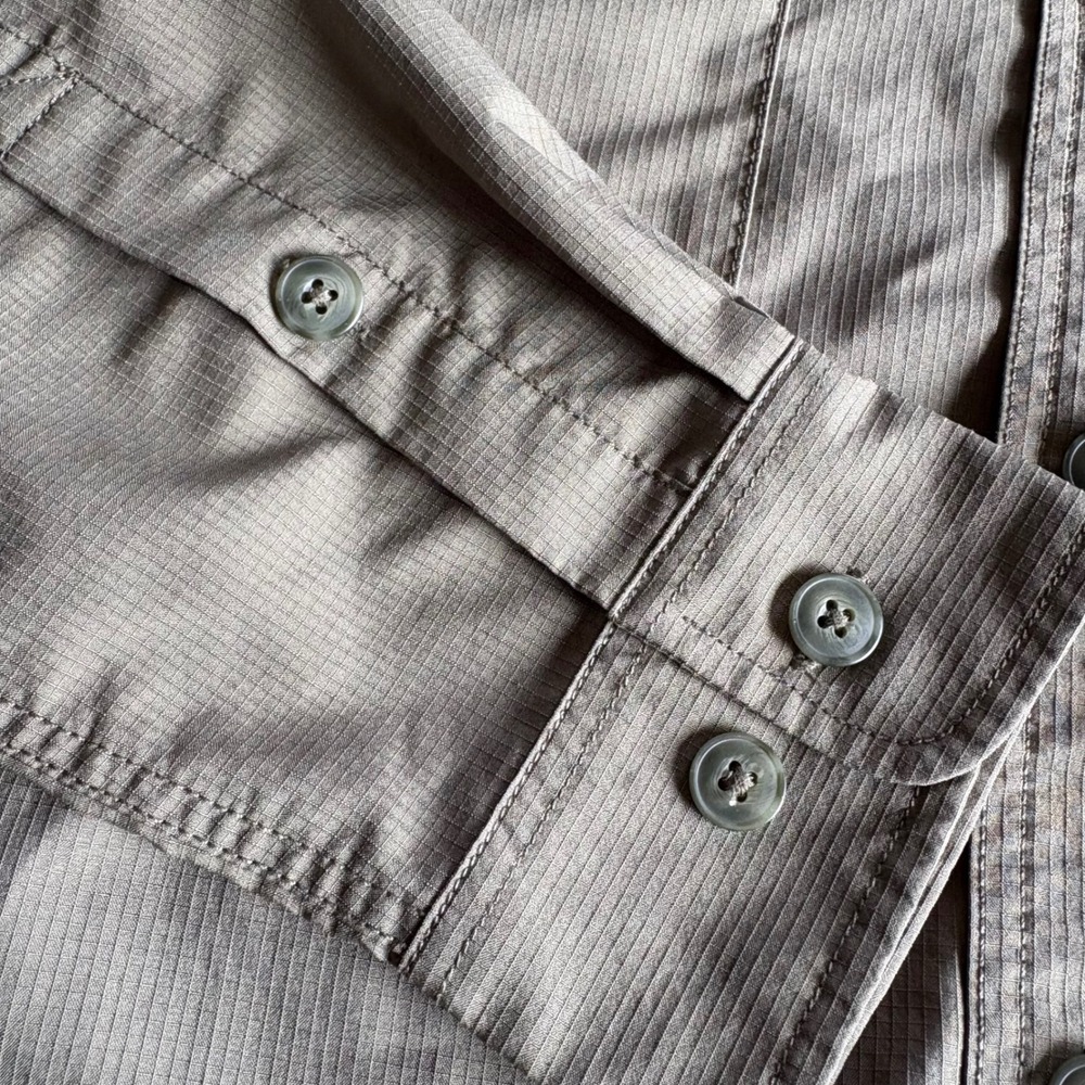 Duluth Trading Co Mens Large Olive Green Ripstop Long Sleeve Fishing Work Shirt - Picture 6 of 7
